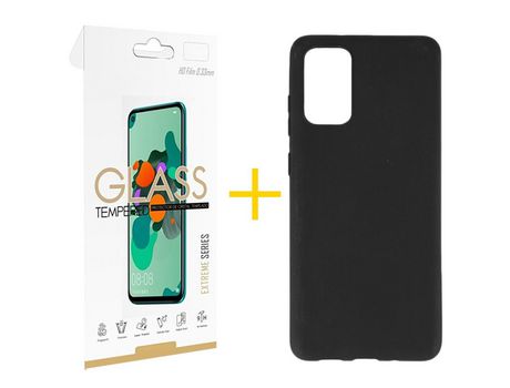 Pack 1 Película 2.5D + Funda SKYHE por Samsung Galaxy S20 Plus 5G Silicona Liso Negro