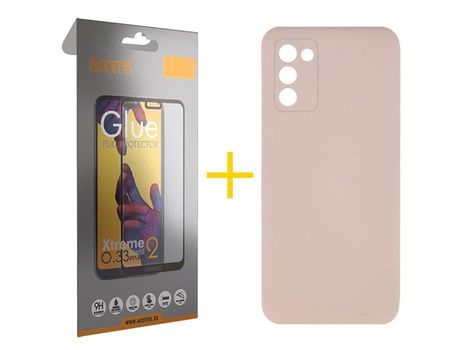 Pack Carcasa + Protector de Pantalla Cristal Templado para Samsung Galaxy A03S ACCETEL Rosa