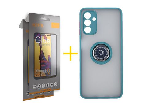 Pack Carcasa + 2 Protectores de Pantalla Cristal Templado para Samsung Galaxy A03S ACCETEL Verde