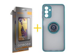 Pack Carcasa + 2 Protectores de Pantalla Cristal Templado para Samsung Galaxy A03S ACCETEL Verde