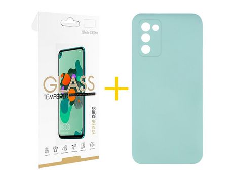 Pack Carcasa + Protector de Pantalla Cristal Templado para Samsung Galaxy A03S SKYHE Verde Agua