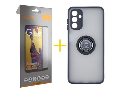 Pack Carcasa + Protector de Pantalla Cristal Templado para Samsung Galaxy A02S ACCETEL Negro