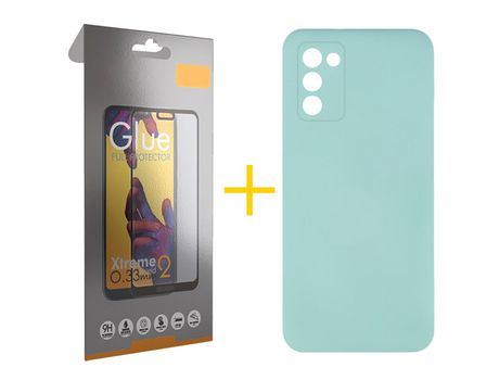 Pack Carcasa + Protector de Pantalla Cristal Templado para Samsung Galaxy A02S SKYHE Verde Agua