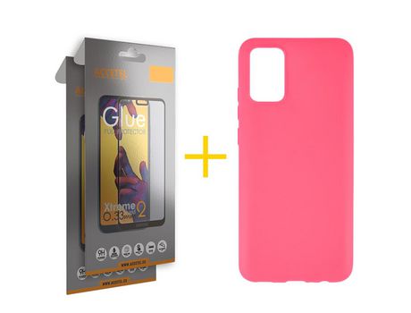 Pack Carcasa + 2 Protectores de Pantalla Cristal Templado para Samsung Galaxy A02S ACCETEL Rosa