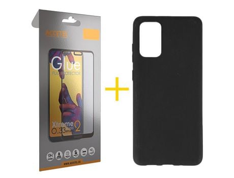 Pack 1 X Protector de Vidrio Templado Full + Funda ACCETEL para Samsung Galaxy S20 FE 5G Silicona Liso Negro