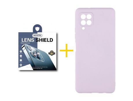 Pack 1 X Protector de Cámara trasera + Funda ACCETEL para Samsung Galaxy A42 5G Silicona Líquida Morado