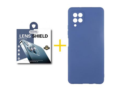 Pack 1 X Protector de Cámara trasera + Funda ACCETEL para Samsung Galaxy A42 5G Silicona Líquida Azul