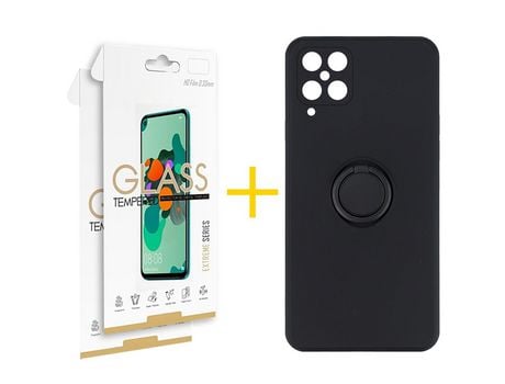 Pack 2 Películas 2.5D + Funda SKYHE para Samsung Galaxy A12 4G Gel O-Ring Negro