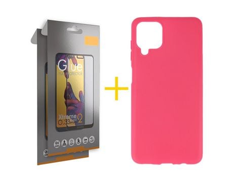 Pack 2 Películas Full + Funda SKYHE para Samsung Galaxy A12 5G Silicona Liso Rosa