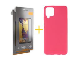 Pack 2 Películas Full + Funda SKYHE para Samsung Galaxy M22 Silicona Liso Rosa