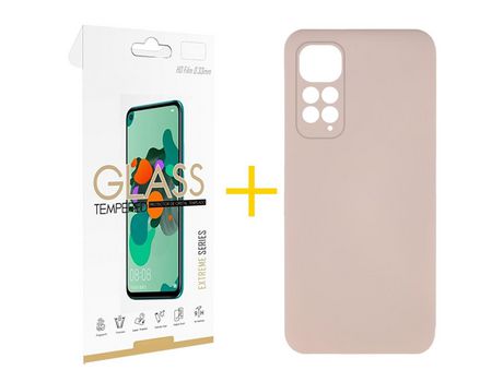 Pack 1 Película 2.5D + Funda SKYHE para Xiaomi Redmi Note 11 4G Silicona Líquida Rosa