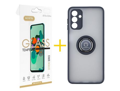 Pack Carcasa + Protector de Pantalla Cristal Templado para Samsung Galaxy A03S ACCETEL Negro