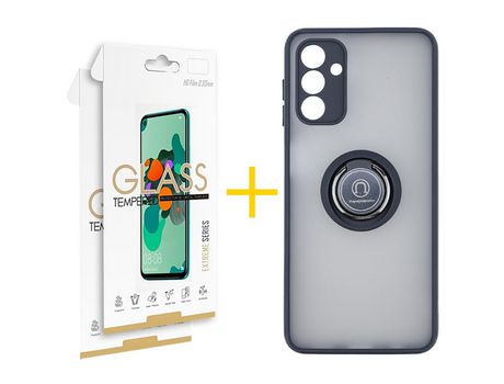 Pack Carcasa + 2 Protectores de Pantalla Cristal Templado para Samsung Galaxy A02S SKYHE Negro