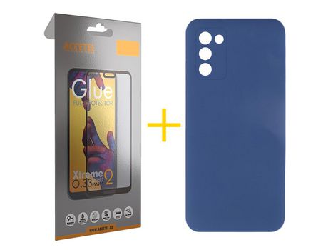 Pack Carcasa + Protector de Pantalla Cristal Templado para Samsung Galaxy A03S ACCETEL Azul