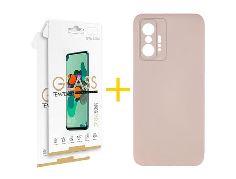 Pack 2 Películas 2.5D + Funda SKYHE para Xiaomi 11T Pro Silicona Líquida Rosa