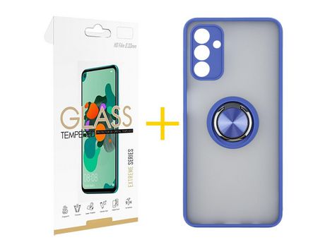 Pack Carcasa + Protector de Pantalla Cristal Templado para Samsung Galaxy A03S SKYHE Azul