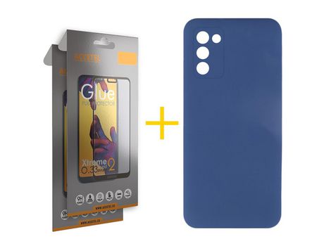 Pack Carcasa + 2 Protectores de Pantalla Cristal Templado para Samsung Galaxy A03S ACCETEL Azul