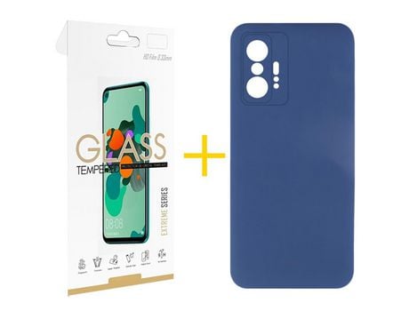 Pack 1 Película 2.5D + Funda SKYHE para Xiaomi 11T Pro Silicona Líquida Azul