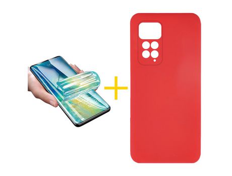 Pack 1 Película + Funda SKYHE para Samsung Galaxy Redmi Note 11 Pro 5G Silicona Líquida Rojo