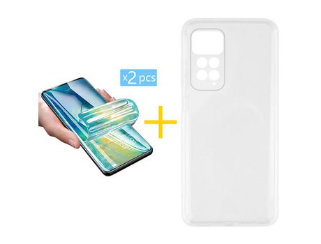 Pack 2 Películas + Funda SKYHE para Samsung Galaxy Redmi Note 11 Pro 5G Silicona Líquida Incoloro Clear