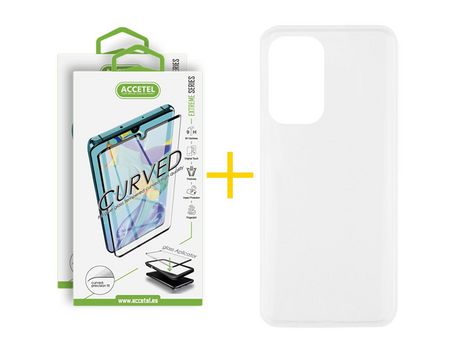 Pack 2 X Protector de Vidrio Templado Curvado + Funda ACCETEL para Xiaomi 12 Pro Silicona Liso Transparente Clear