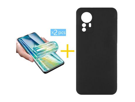 Pack 2 Películas + Funda SKYHE para Xiaomi 12S Pro Silicona Líquida Negro