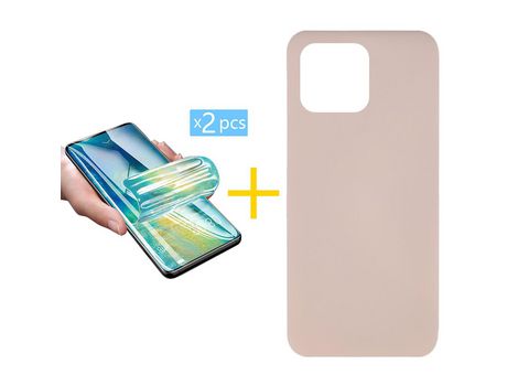 Pack 2 Películas + Funda SKYHE para Xiaomi MI 11 Lite 5G NE Silicona Líquida Rosa