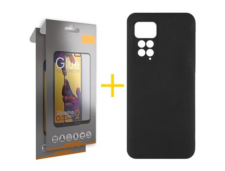 Pack 2 Películas Full + Funda SKYHE para Xiaomi Redmi Note 11 Pro 5G Silicona Líquida Negro