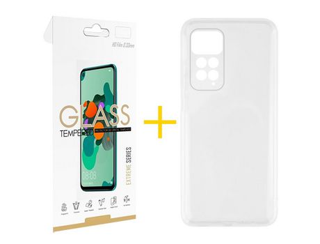 Pack 1 Película 2.5D + Funda SKYHE para Xiaomi Redmi Note 11 Pro 5G Silicona Líquida Incoloro Clear