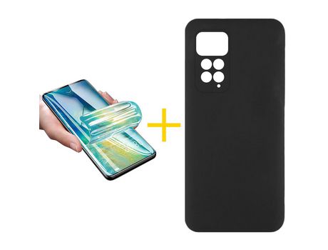 Pack 1 Película + Funda SKYHE para Samsung Galaxy Redmi Note 11 Pro 5G Silicona Líquida Negro