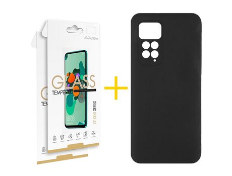 Pack 2 Películas 2.5D + Funda SKYHE para Xiaomi Redmi Note 11 Pro 5G Silicona Líquida Negro
