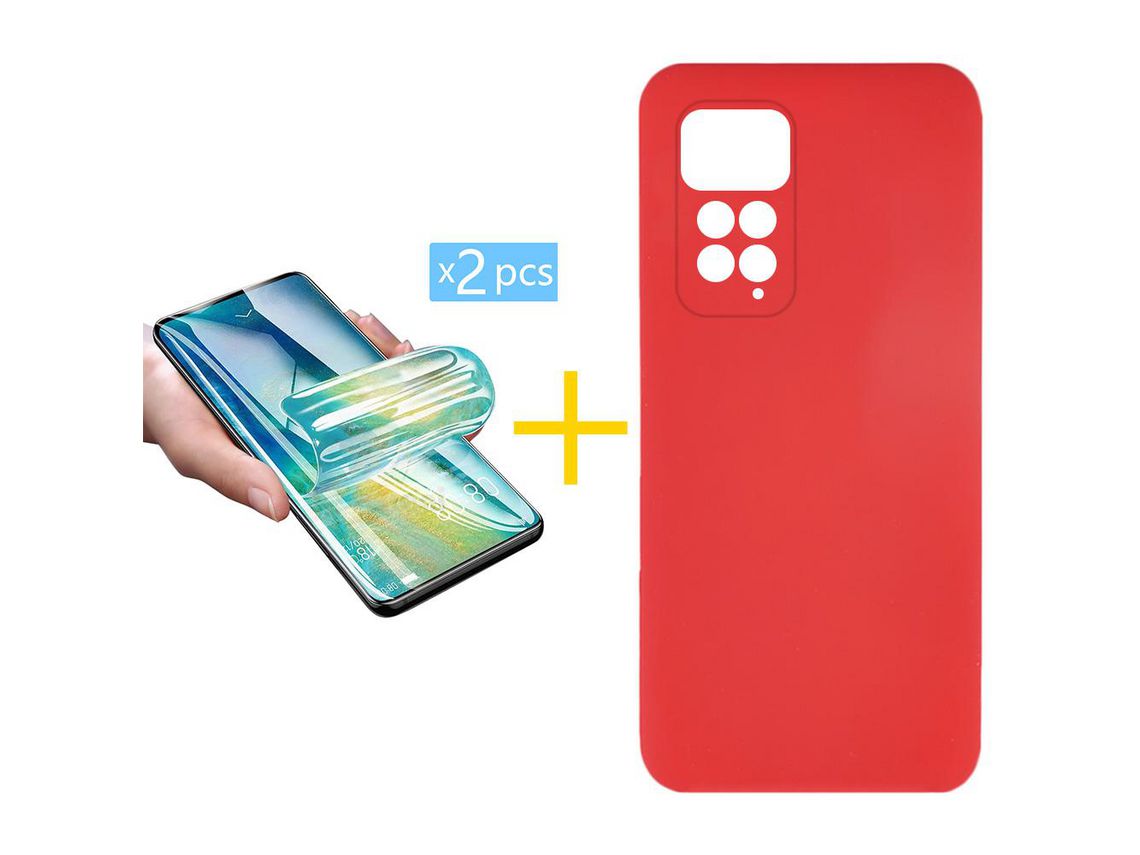 Pack 2 Películas + Funda SKYHE para Samsung Galaxy Redmi Note 11 Pro 5G Silicona Líquida Rojo