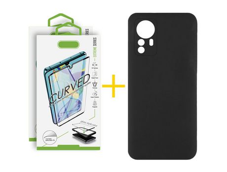 Pack 2 Películas Curvado + Funda SKYHE para Xiaomi 12S Pro Silicona Líquida Negro