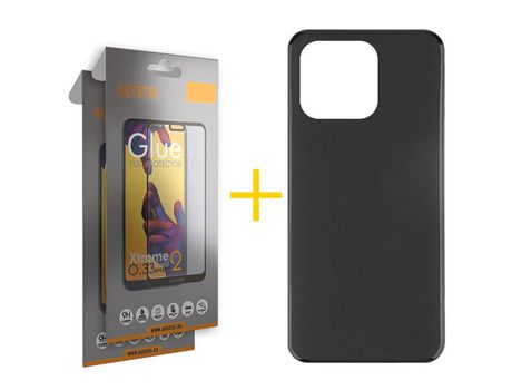 Pack 2 X Protector de Vidrio Templado Full + Funda ACCETEL para Xiaomi MI 11 Lite 5G NE Silicona Liso Negro