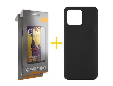 Pack 2 Películas Full + Funda SKYHE para Xiaomi MI 11 Lite 5G NE Silicona Líquida Negro