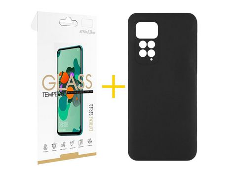 Pack 1 Película 2.5D + Funda SKYHE para Xiaomi Redmi Note 11 Pro 5G Silicona Líquida Negro