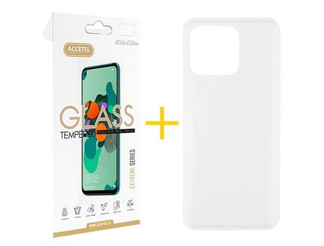 Pack 1 X Protector de Vidrio Templado 2.5D + Funda ACCETEL para Xiaomi MI 11 Lite 5G NE Silicona Liso Transparente Clear