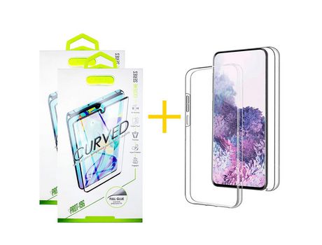 Pack 2 Películas Curvado + Funda SKYHE para Samsung Galaxy S20 Plus 5G Dupla 360º Incoloro Clear