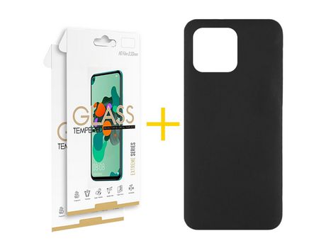 Pack 2 Películas 2.5D + Funda SKYHE para Xiaomi MI 11 Lite 5G NE Silicona Líquida Negro