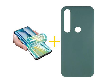 Pack 1 Película + Funda SKYHE por Huawei P Smart 2019 Silicona Líquida Verde