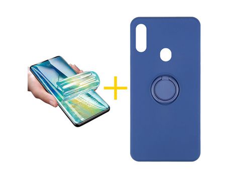 Pack 1 Película + Funda SKYHE por Samsung Galaxy A20s Gel O-Ring Azul