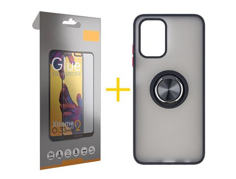 Pack 1 Película Full + Funda SKYHE por Xiaomi Redmi Note 10S Gel Bumper con Anillo Negro