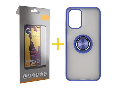 Pack 1 Película Full + Funda SKYHE por Xiaomi Redmi Note 10S Gel Bumper con Anillo Azul
