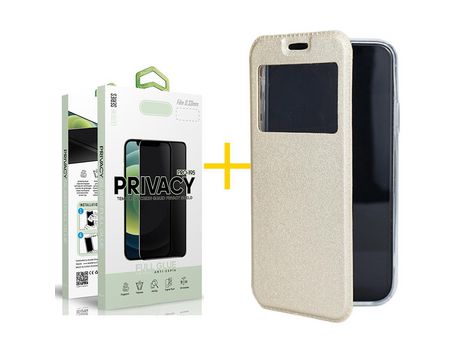 Pack 1 Película Antiespía + Funda SKYHE por Samsung Galaxy A33 5G Flip Cover Gandy Oro