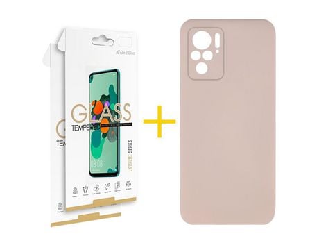 Pack 2 Películas 2.5D + Funda SKYHE por Xiaomi Redmi Note 10 Pro Silicona Líquida Rosa