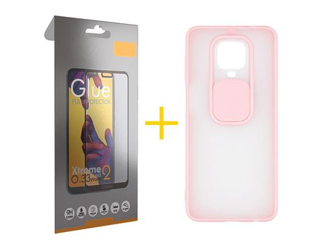 Pack 1 Película Full + Funda SKYHE por Xiaomi Redmi Note 9S Gel Protteción Cámara Rosa