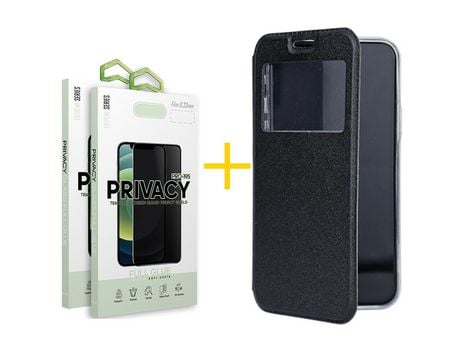 Pack 2 Películas Antiespía + Funda SKYHE por Samsung Galaxy A33 5G Flip Cover Gandy Negro