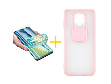 Pack 1 Película + Funda SKYHE por Xiaomi Redmi Note 9S Gel Protteción Cámara Rosa