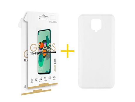 Pack 2 Películas 2.5D + Funda SKYHE por Xiaomi Redmi Note 9S Silicona Líquida Incoloro Clear