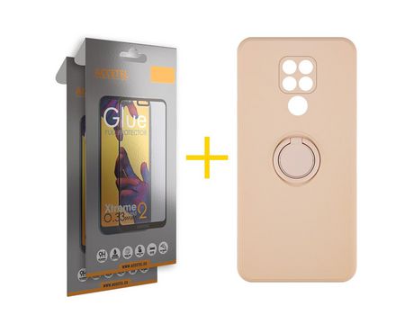 Pack 2 X Protector de Vidrio Templado Full + Funda ACCETEL para Xiaomi Redmi Note 9 Gel O-Ring Rosa Pastel